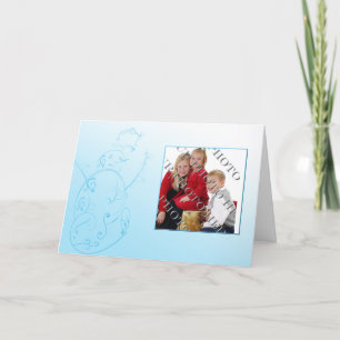 Filigree Snögubbe i det blå fotopatkortet Helgkort