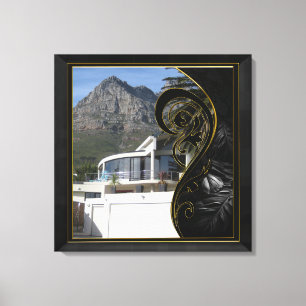 Filigree (svart Guld-Abstrakt) Canvastryck