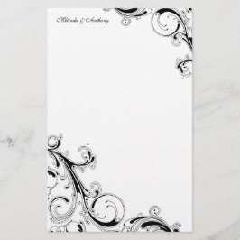 Filigree Swirl Black 5.5 x 8.5-lager Brevpapper