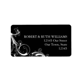 Filigree Swirl Black w/White Adressetikett