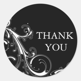Filigree Swirl Black w/White Tack Runt Klistermärke