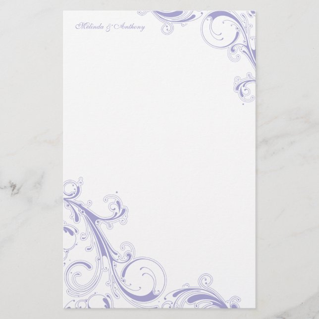 Filigree Swirl Lavender Brevpapper (Framsida)