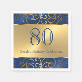 Filigree Swirls, Navy Blue och Guld Pappersservett