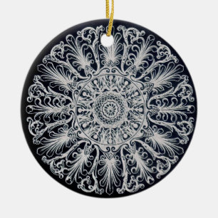 Filigree Victorianmedaljongprydnad Julgransprydnad Keramik