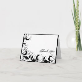 Filigree vintage brölloptack för svart vit tack kort