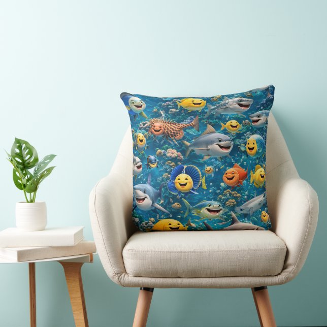 Filing sea creatures decorative kudde (Stol)
