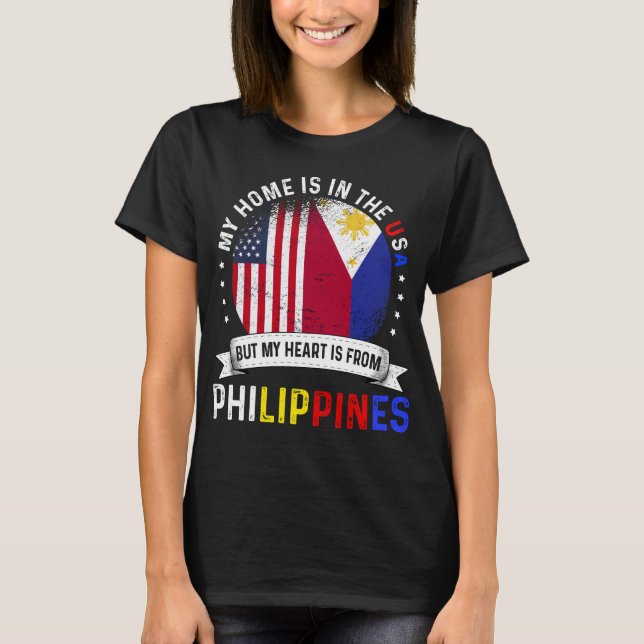 Filipina American Flagga Filipino Roots USA Citize T Shirt (Framsida)
