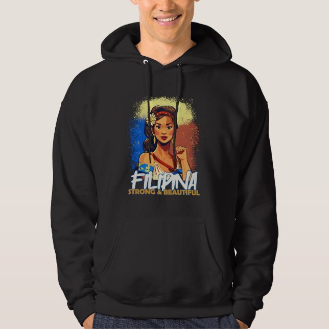 Filipina Beautiful and Strong Filipino Wife or Gir Hoodie (Framsida)