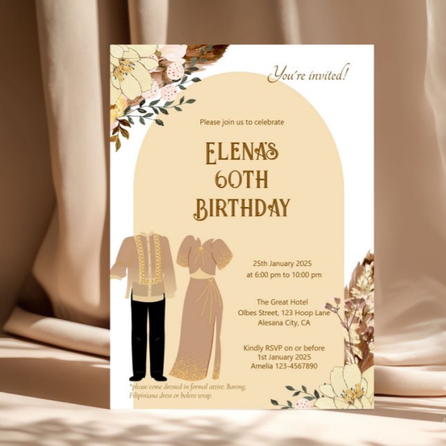 Filipiniana Attire Birthday Investigation Filipino Inbjudningar (Modern Filipiniana Birthday Invitation )