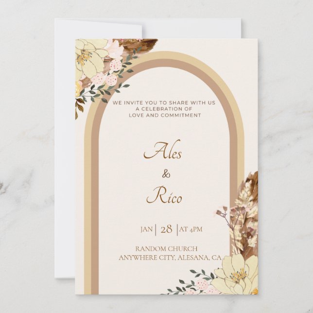 Filipiniana filippinsk bröllopsinbjudan Boho Inbjudningar (Framsida)