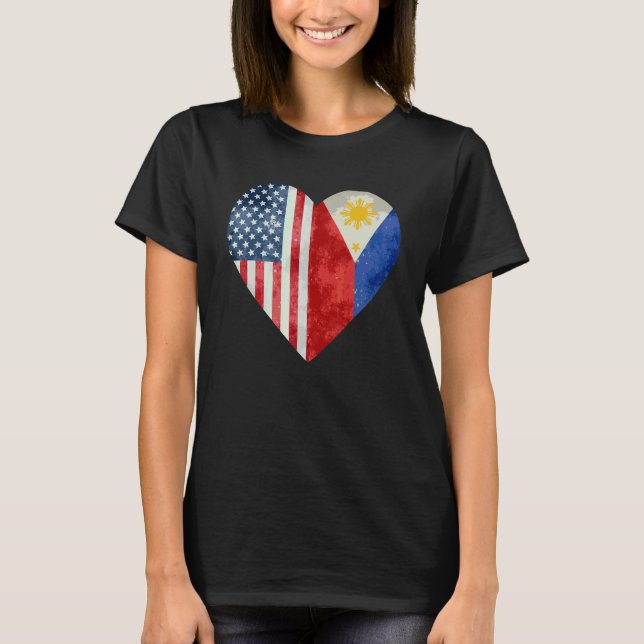 Filipino American Filippinerna Flagga American Fil T Shirt (Framsida)
