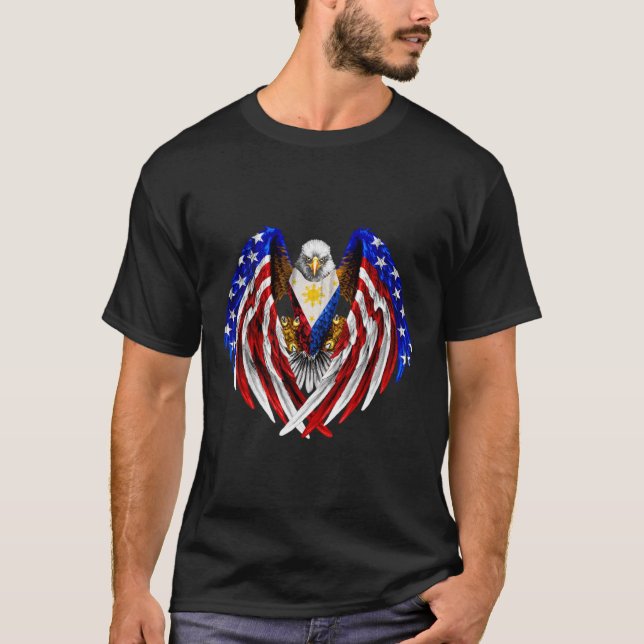 Filipino American Filippinerna USA flagga Eagle TS T Shirt (Framsida)