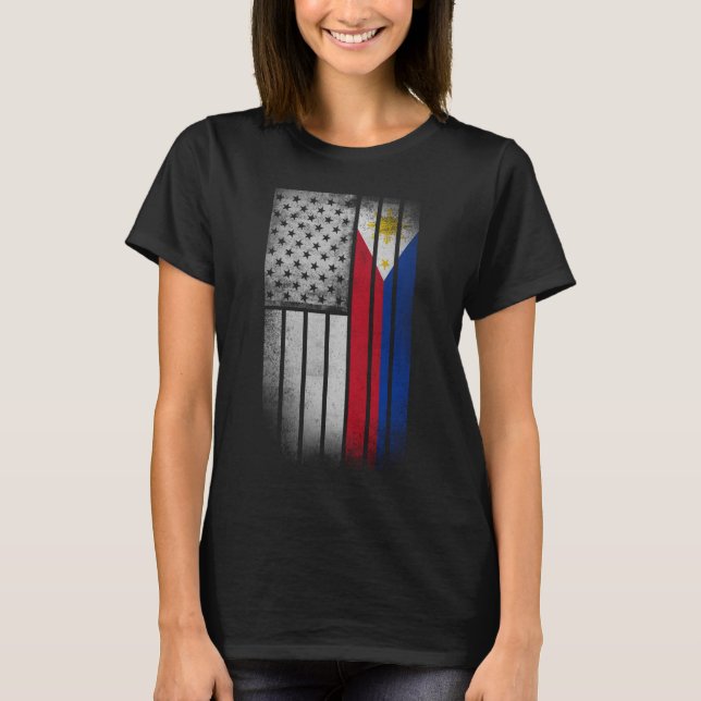 Filipino American Flagga Filipino Flagga T Shirt (Framsida)