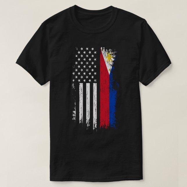 Filipino American Flagga Hoodie - Pridet Filippine T Shirt (Design framsida)