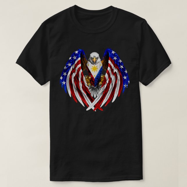 Filipino American Philippines USA Flag Eagle T  Shirt (Design framsida)