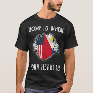 Filipino American Philippines & USA Roots Flagga T Shirt