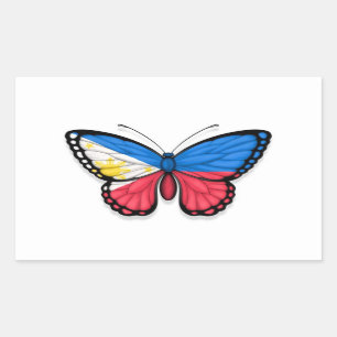 Filipino Butterfly Flagga Rektangulärt Klistermärke