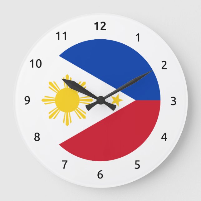 Filipino flagga Wall Clocks Stor Klocka (Framsida)