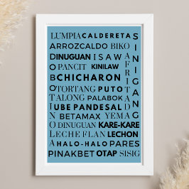 Filipino Food Blue & Black Typography Poster