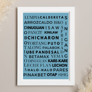 Filipino Food Blue & Black Typography Poster