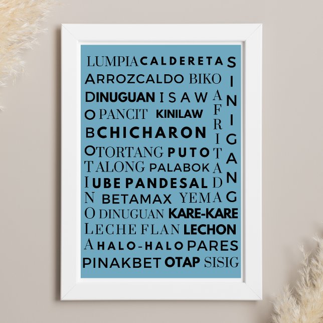Filipino Food Blue & Black Typography Poster (Skapare uppladdad)