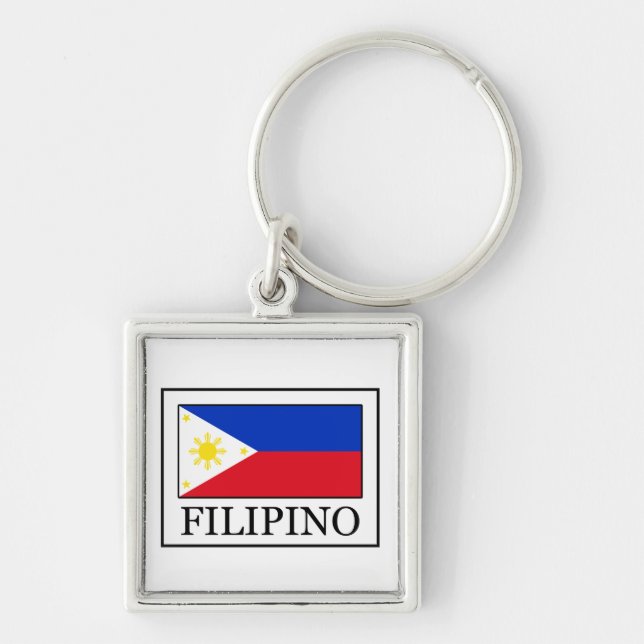 Filipino Fyrkantig Silverfärgad Nyckelring (Framsidan)