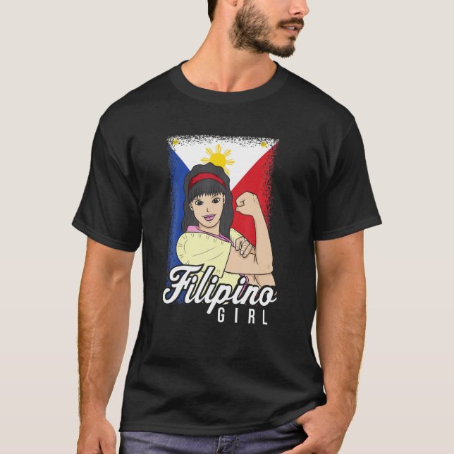 Filipino Girl Proud Pinoy Pilipina Patriotic Stron T Shirt (Framsida)