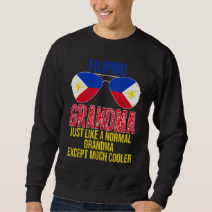 Filipino Grandma Philippines Flagga Sunglasses Mot Lång Ärmad Tröja