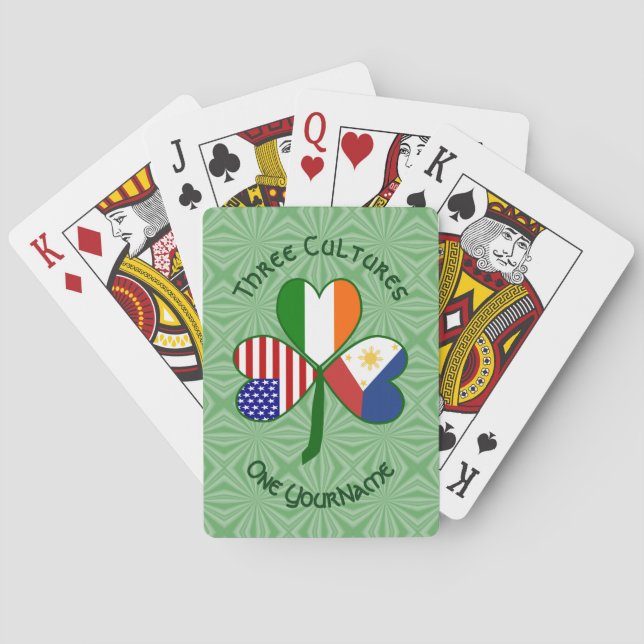 Filipino Irish Flaggor Shamrock Personalize Casinokort (Baksidan)