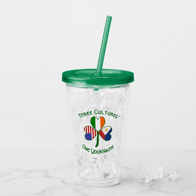 Filipino Irish Flaggor Shamrock Personalize Take Away Mugg (Baksida Ice)
