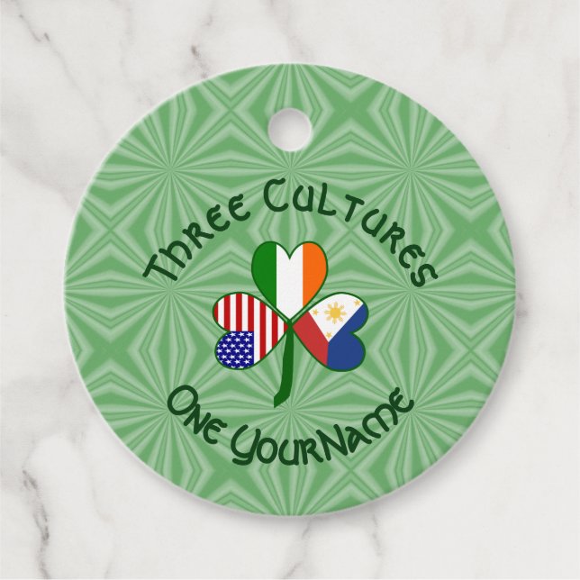Filipino Irish USA Shamrock Flagga Personlig Gåvor Etiketter (Framsida)