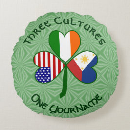 Filipino Irish USA Shamrock Flagga Personlig Rund Kudde