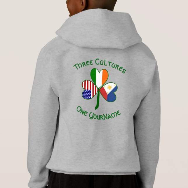 Filipino Irish USA Shamrock Flagga Personlig T Shirt (Baksida)