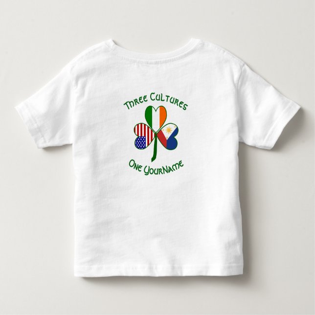 Filipino Irish USA Shamrock Flagga Personlig T Shirt (Baksida)