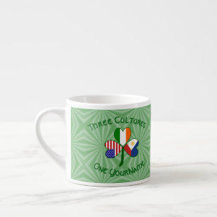 Filipino Irländsk USA Shamrock Flag Personlig Espressomugg