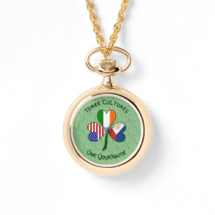 Filipino Irländska Amerikanska flaggor Shamrock Di Armbandsur