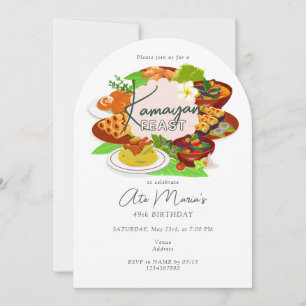 Filipino Kamayan Piesta Kaarawan Birthday Dinner Inbjudningar