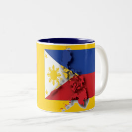 FILIPINO KARTA Filippinerna Anpassad Gult Två-Tonad Mugg