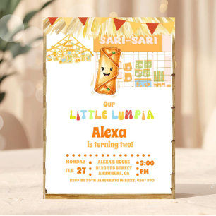 Filipino Little Lumpia Theme Birthday Inbjudningar
