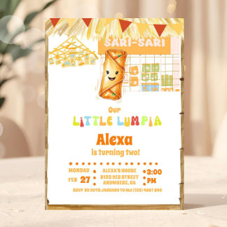 Filipino Little Lumpia Theme Birthday Inbjudningar