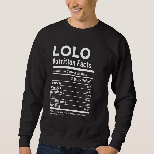 Filipino Lolo Grandfather Nutrition Label Best Lol Lång Ärmad Tröja (Framsida)