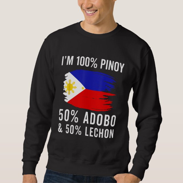 Filipino Manar Filippinerna Flagga Funny Pinoy Fun Lång Ärmad Tröja (Framsida)