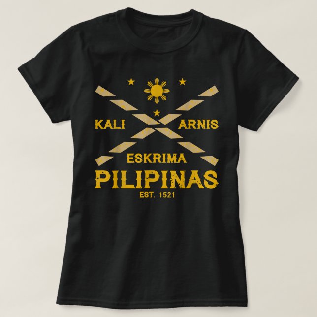 Filipino Martial Art Eskrima Kali Arnis T Shirt (Design framsida)