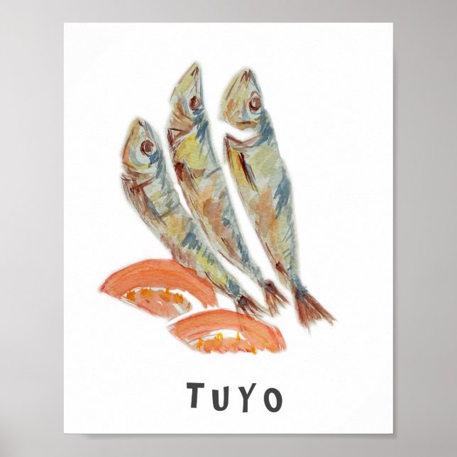 Filipino/Philippine Tuyo Watercolor Poster Pappert (Framsidan)