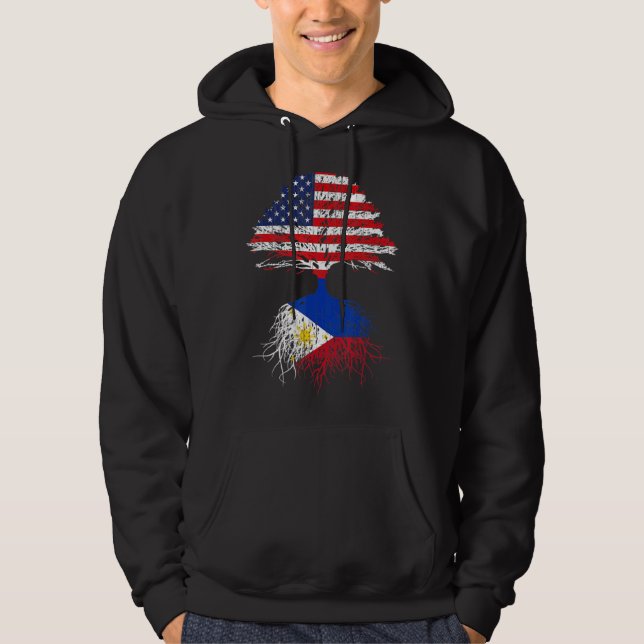Filipino Roots American Grown Filippinerna Usa Trä Hoodie (Framsida)