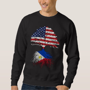 Filipino Roots American Grown Philippines Flagga G Lång Ärmad Tröja