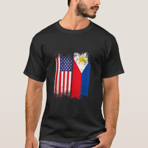 Filipino Roots American Grown Philippines USA flag T Shirt