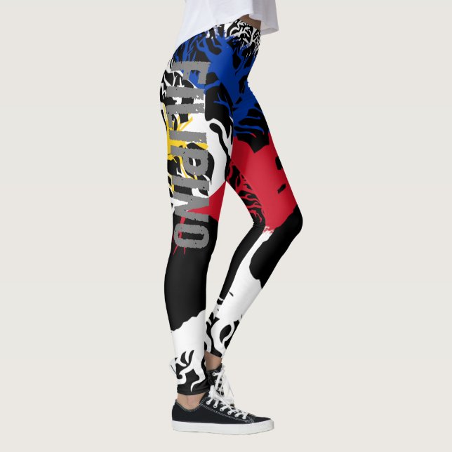 FILIPINO ROOTS Grått Lettering Leggings (Höger)