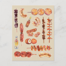Filipino Street Food in Watercolor Pinoy Vykort