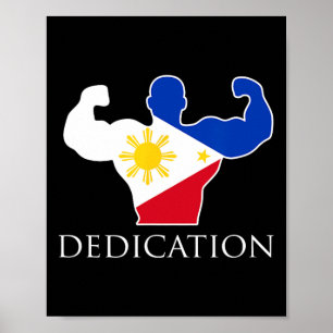Filipino Weightlift Philippines Flagga Bodybuild Poster